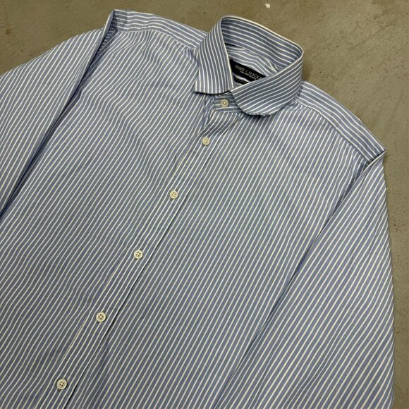 Spier & Mackay Dress Shirt Striped Long Sleeve Blue/White Cotton 15 1/2 Medium - Picture 3 of 9
